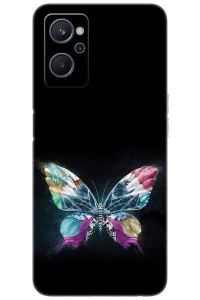 realme 9i (RMX3491) Uyumlu Kılıf Desen Baskılı Silikon Kelebek Resim STK:548 ...
