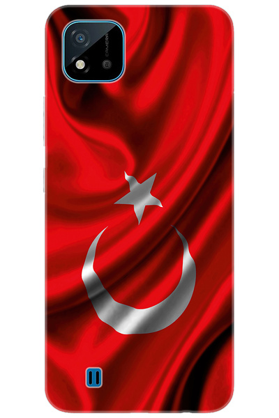 realme C11 2021 (RMX3231) Uyumlu Kılıf Desen Baskılı Silikon Dalgalı Türk Bay...