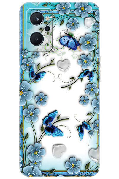 realme 9i (RMX3491) Uyumlu Kılıf Desen Baskılı Silikon Çiçek ve Kelebekler ST...