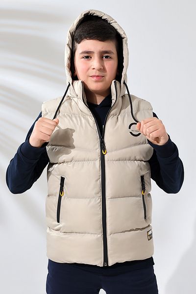 Talsmoda CREAM COLOR CHILDREN'S VEST WITH HOOD