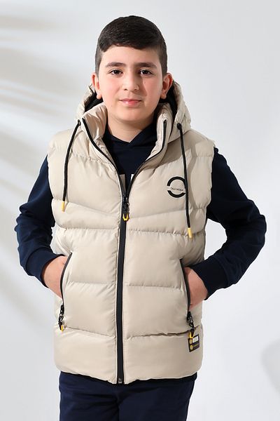Talsmoda CREAM COLOR CHILDREN'S VEST WITH HOOD