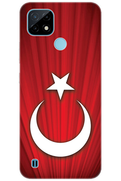 realme C21 (RMX3201) Uyumlu Kılıf Desen Baskılı Silikon Türk Bayrağı Tasarım ...