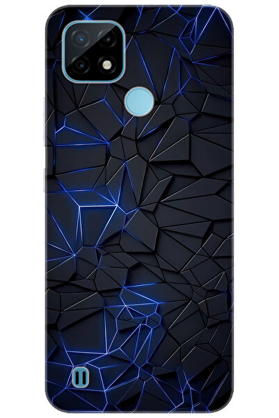 realme C21 (RMX3201) Uyumlu Kılıf Desen Baskılı Silikon Prizmatik Tasarım STK...
