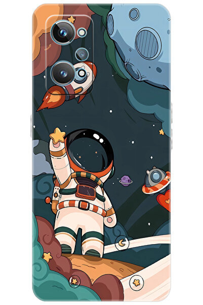 realme GT2 (RMX3311) Uyumlu Kılıf Desen Baskılı Silikon Astronot STK:696 CP-e...