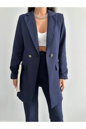 Female Clothing Lacivert Astarl Tek Du me Blazer Ceket Ispanyol Y rtmacl Paca Esnek Pantolon Tak m Elbise Fiyat Yorumlar Trendyol