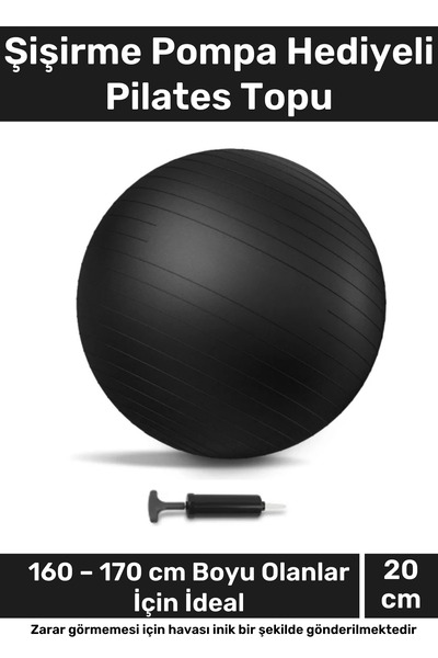 Carlburn Mini Gymball durabil, 20 cm, negru, pompă de umflare pentru minge Pi...