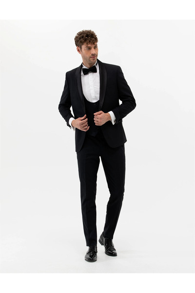 Pierre Cardin Erkek Yelekli Smokin Lacivert