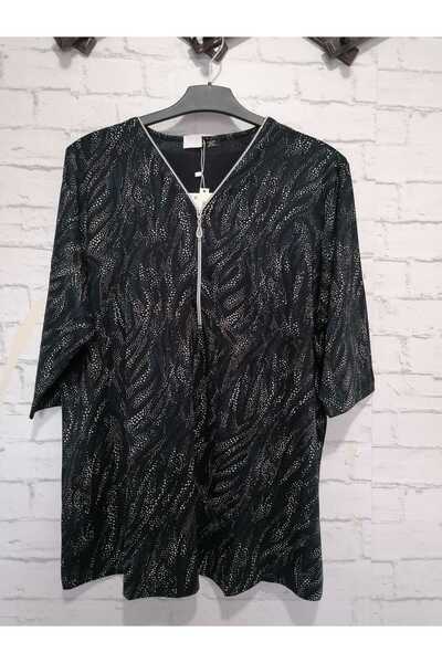 anne moda ankara Vâscoză de vară, guler cu fermoar, mâneci capri, buluz stilat