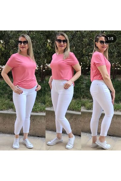 AKŞEN GİYİM PANTALONI JEAN ALBI CU TALIE ÎNALTĂ, DENIM, ȚESĂTURĂ DE IN, LICHRA, CU TALIE ÎNALTĂ