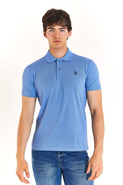 U.S. Polo Assn. US POLO ASSNMEN'S WOVEN POLO NECK BLUE T-SHIRT