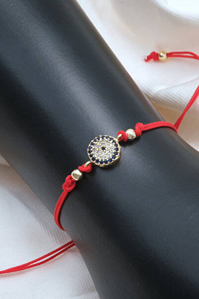 Chillin' Zircon Stone Evil Eye Bead Motif Elevator Adjustable Red String Brac...