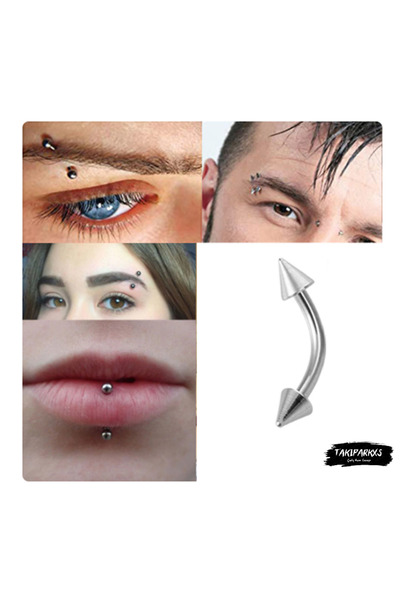 Takıparkxs 316L Cerrahi Çelik 10mm Spike Uçlu Kaş Dudak Göbek Piercing Uniseks