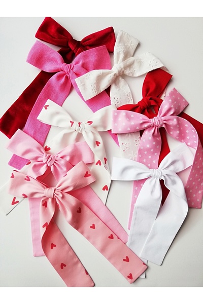 NEW BOWS BANDS Girl's Long-Tailed Bow Clip Buckle Pink