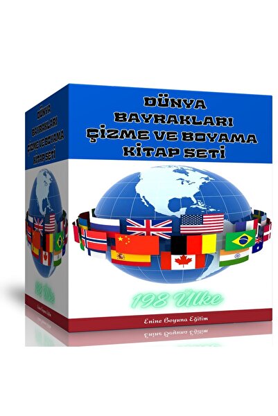 Enine Boyuna Eğitim Dünya Bayrakları Çizme ve Boyama Kitap Seti (4 Kitap)