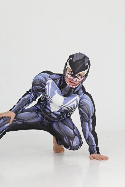 Lizsa Çocuk Kaslı Venom Spiderman Kostümü Çocuk Kaslı Venom Spiderman Kıyafeti