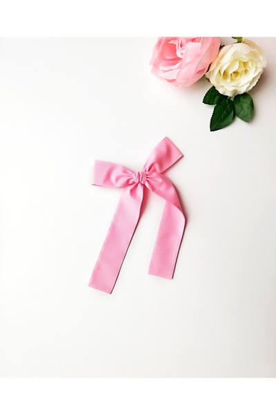 NEW BOWS BANDS Girl's Long-Tailed Bow Clip Buckle Pink