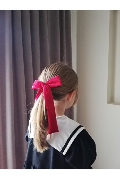 NEW BOWS BANDS Girl's Long-Tailed Bow Clip Buckle Red Velvet