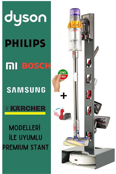 Quacker Vertical Vacuum Cleaner Stand Compatible with Dyson Bosch Philips Karcher Samsung Xiaomi |   Magnet and Trigger