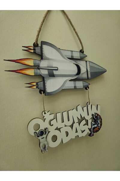 İmpivo Uzay Temalı Çocuk Odası Kapı Süsü Oğlumun Odası Duvar Süsü