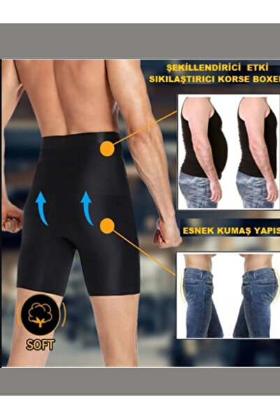 FF FİT FORM GİYİM ERKEK Bel  Göbek ve Kalça Toparlayıcı Erkek Yüksek Bel Korse Boxer