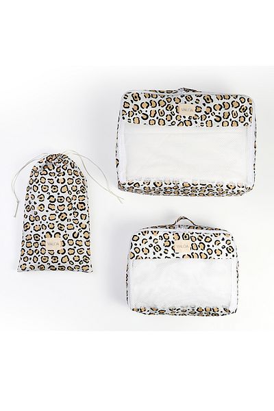 Valoa Leopard Chic 3-Piece Suitcase Organizer Set