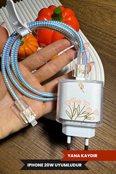 WANNA PROTECT iPhone 18W/20W Uyumlu Şeffaf Şarj Başlığı Adaptörü Koruma Kablo...