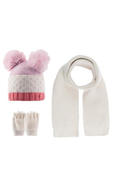 Kitti Kız Bebek Atkı Bere Eldiven 3 Lü Takım 1-4 Yaş