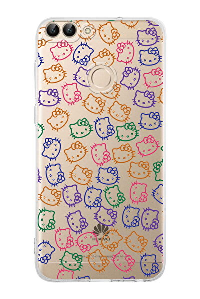 PrintiFy Huawei PSmart (2018) Uyumlu Kamera Korumalı Hello Kitty Tasarımlı Şeffaf  Silikon Kılıf