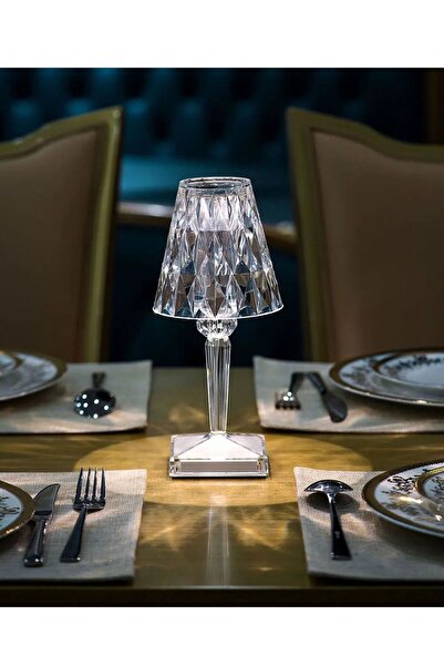 BLUE SİDE Orta Boy Kristal Elmas Led Masa Lambası Pilli Projeksiyon Pinterest...