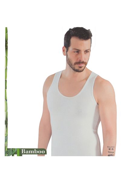 marufshop قميص داخلي رجالي مقاس كبير 100% من الخيزران باللون الأبيض