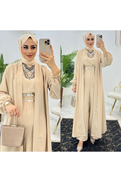 FIRSTESLEM Premium First Class - Set dublu Dubai Crepe Abaya și salopetă