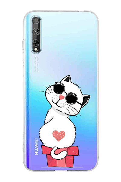 PrintiFy Huawei Psmart S Uyumlu Kamera Korumalı Coolcat Tasarımlı Şeffaf  Sil...