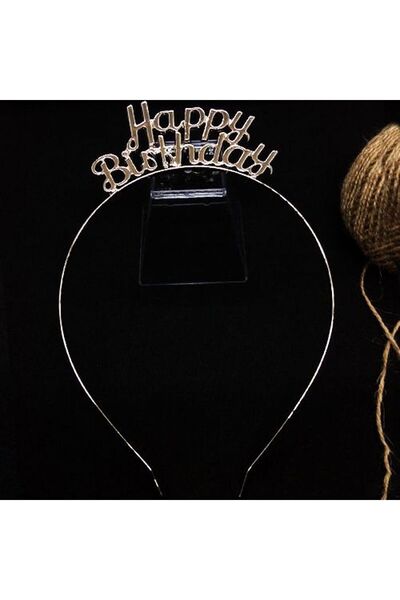 Mini Parti MİNİ PARTY STORE Happy Birthday Metal Taç Gümüş