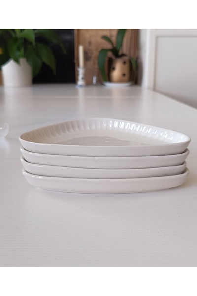 Aryıldız Gordion Broken Beige Boat Plate 4 Pieces 17 cm