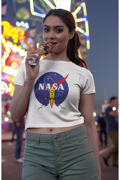 Fuddy Moda Crop Top imprimat NASA