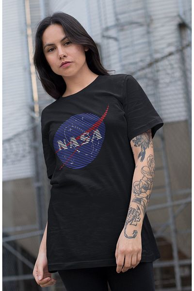 Fuddy Moda Tricou scris de la NASA pentru bărbați-femei