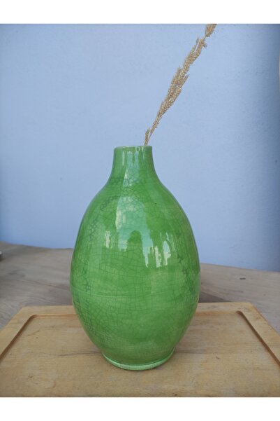 Likya Seramik yeşil vazo ,kuru çiçek vazo ,