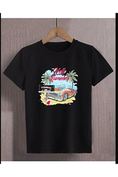 Pelna Children's Trend Model Black T Shirt Printed Cotton