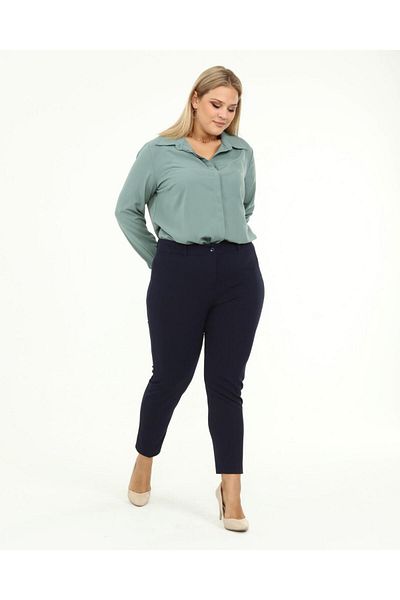 Butik Nilyam Women's Large Size Skinny Leg Flexible Trousers 24028