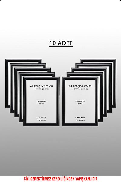 bymat 10 PIECES 21X30 FRAME - BLACK FRAME - 22mm PROFILE PHOTO FRAME