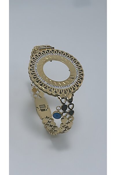 By Semra ÇEYREKLİ KELEPÇE ALTIN TAKILAN TAŞLI KELEPÇE NAZAR BONCUKLU KALP DET...