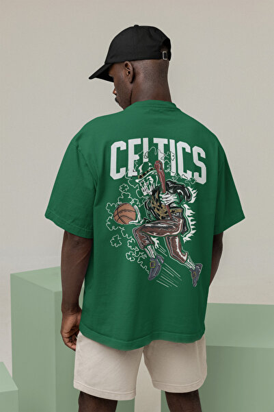 Adrift Boston Celtics Baskılı Oversize Baskılı Pamuklu Bisiklet Yaka Kısa Kollu Oversize T-shirt
