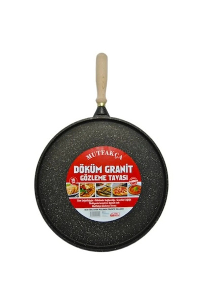 FAYA HOME مقلاة من الحديد الزهر مقاس 36 سم - للمطبخ، عمق 1 سم