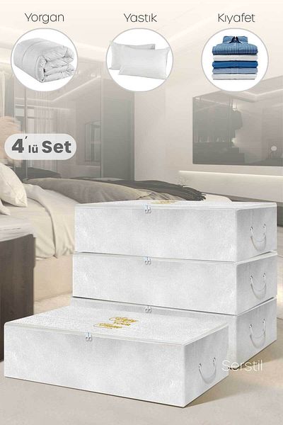 Serstil 4 Τεμάχια - Mega Size Underlay Λευκή τσάντα 74 x 46 x 22 cm