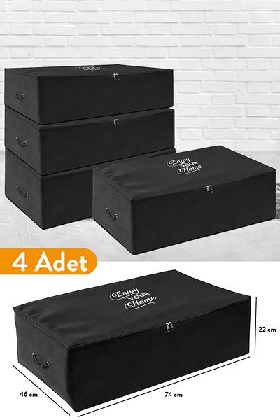 Serstil 4 броя - черна чанта за съхранение Mega Size Base 74 x 46 x 22 см