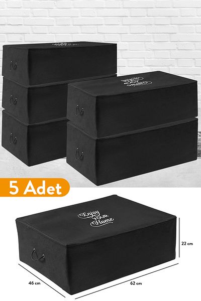Serstil 5 части - Голяма черна чанта за съхранение 62 x 46 x 22 см