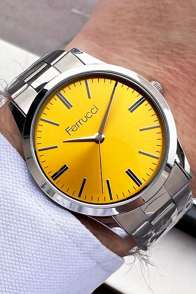 Ferrucci Men's Wristwatch 3 Atm Waterproof Silver Color Steel Cord Bracelet Gift FRE2004C10