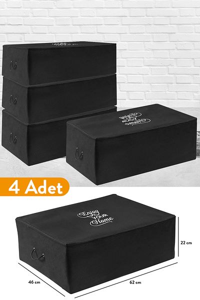 Serstil 4 броя - Голяма черна чанта за съхранение 62 x 46 x 22 см