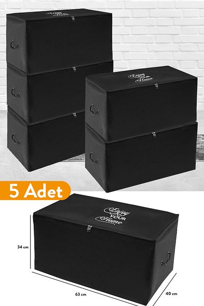 Serstil 5 части - Средна черна чанта за съхранение 63 X 40 X 34 см