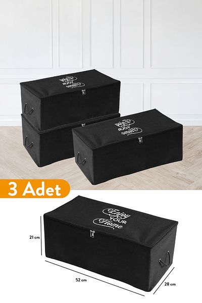Serstil 3 части - малка черна дисага с детайли за печат 52 X 28 X 21 Cm